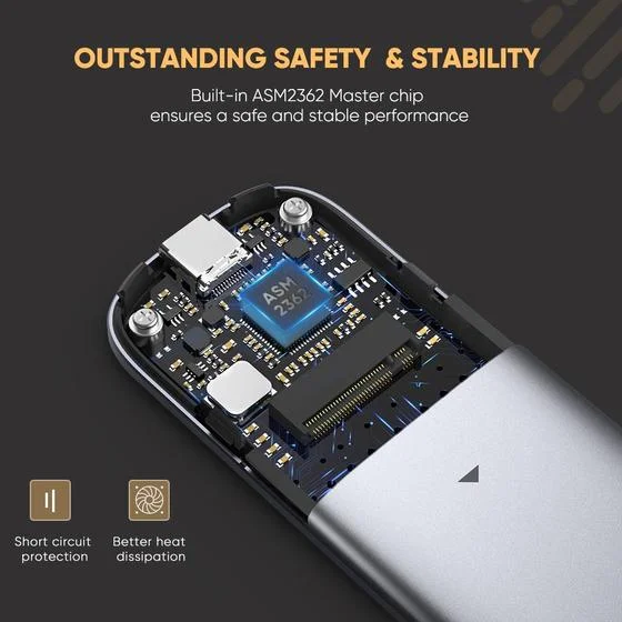 Hộp box đựng ổ cứng SSD M.2 B-Key USB Type-C Ugreen 60354 chính hãng