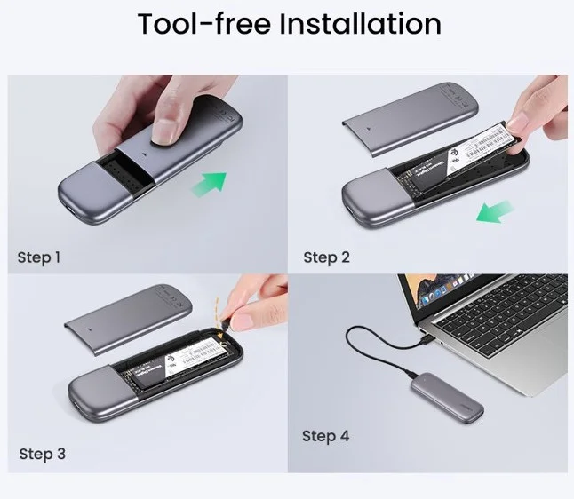 Hộp box đựng ổ cứng SSD M.2 B-Key USB Type-C Ugreen 60354 chính hãng