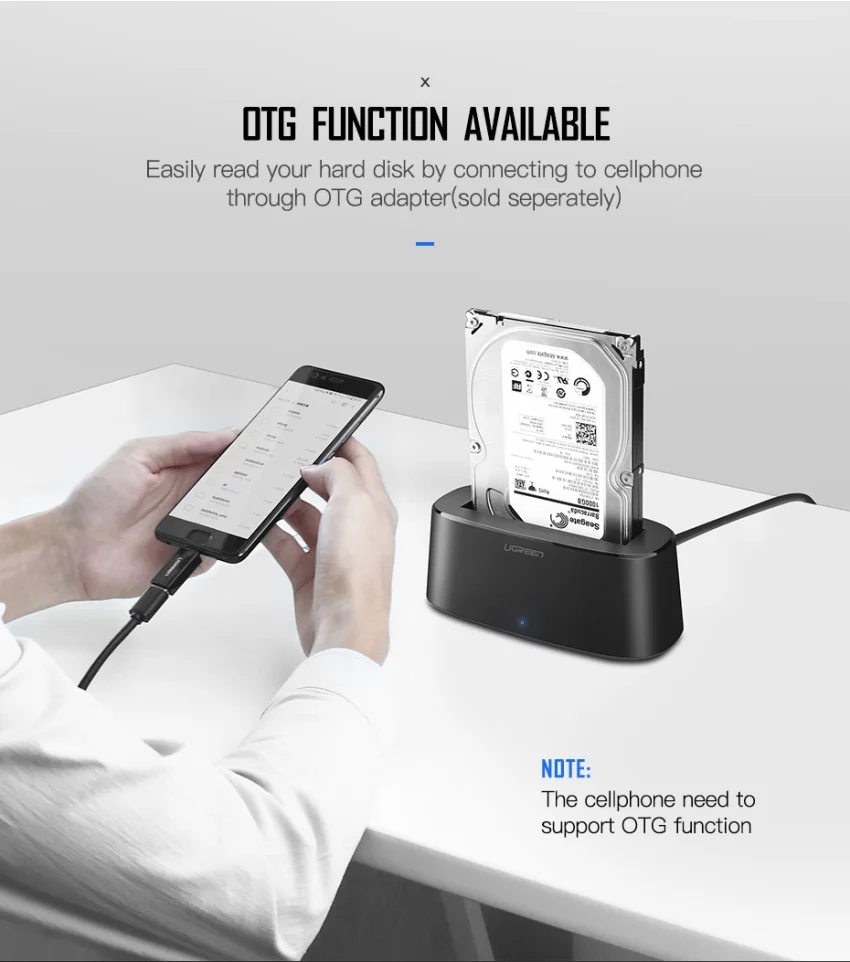 Hộp đựng ổ cứng Docking 2.5/3.5inch Sata/USB 3.0 hỗ trợ 12TB chính hãng Ugreen 50740 cao cấp — ảnh 5