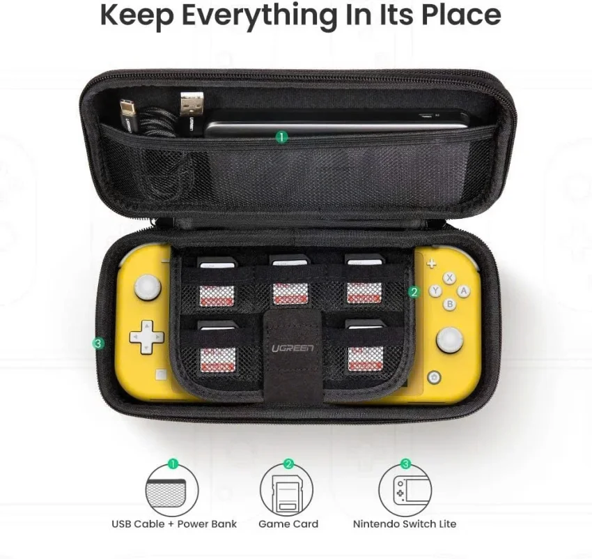 Hộp nhựa đựng máy cầm tay Nitendo Switch Lite chất liệu nhựa màu đen Ugreen (80138)
