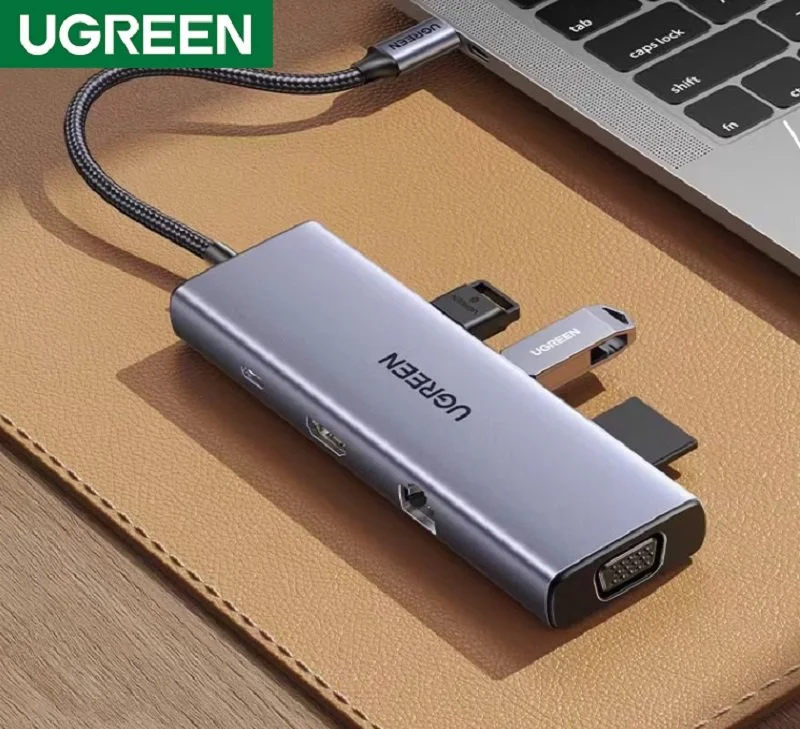 Hub chuyển đổi Type C Ugreen 15600 Sạc PD 100W, HDMI 4K@30Hz, Ethernet, USB 3.0 sang 3 cổng USB-A 3.0, VGA, RJ45 1.0Gbps, SD/TF — ảnh 2