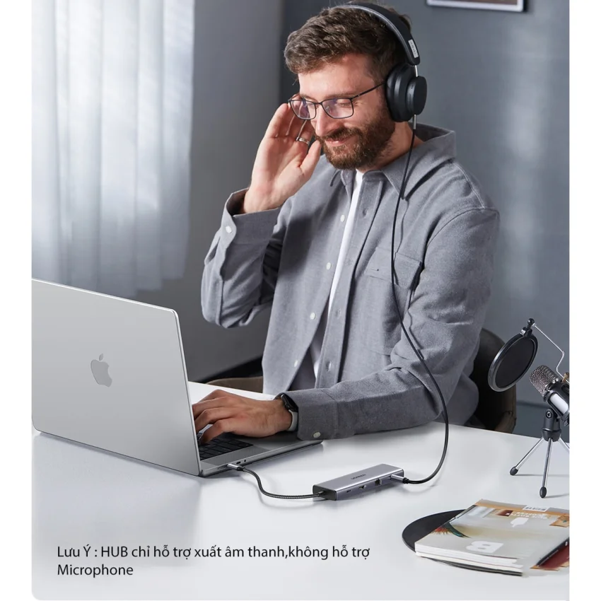 HUB chuyển đổi Type C Ugreen 15601 USB-C sang 3xUSB-A 3.0 + HDMI + VGA+ RJ45(LAN) + SD/TF +3.5mm+PD 4K30Hz — ảnh 12