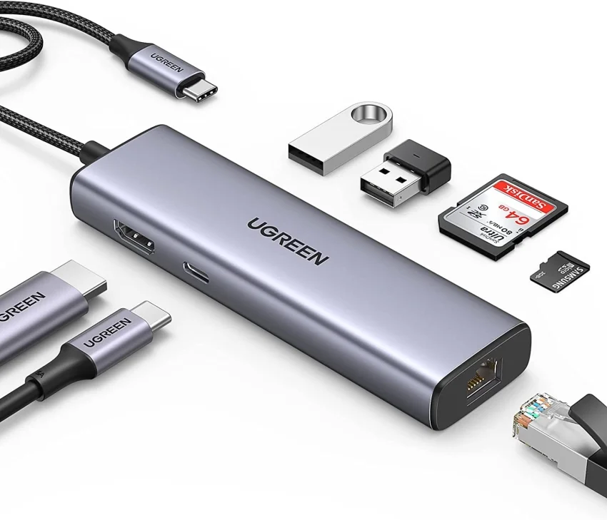 Hub chuyển đổi Type C Ugreen 90568 4K30Hz USB type C to 2 USB3.0 HDMI RJ45 SD và TF PD Converter — ảnh 11