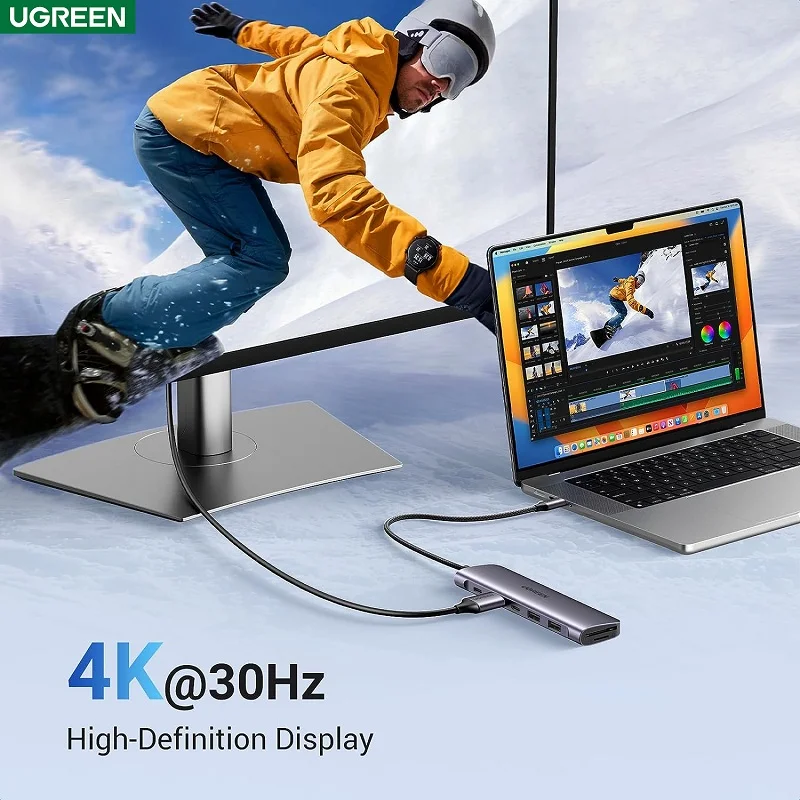 Hub Type-C 7 cổng Ugreen 15214, 2xUSB-A 3.0 +USB-C+HDMI 4K@30Hz + PD 100W — ảnh 3