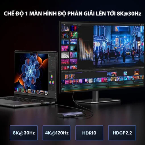 Hub Type C ra 2 cổng HDMI Ugreen 15852 2*USB-A 3.0+USB-C 3.0+2*HDMI+PD port Converter 2*HDMI with PD — ảnh 4