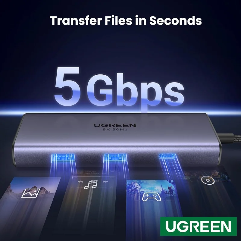 Hub Type C ra 2 cổng HDMI Ugreen 15852 2*USB-A 3.0+USB-C 3.0+2*HDMI+PD port Converter 2*HDMI with PD — ảnh 5