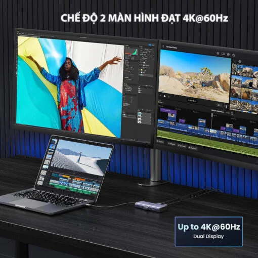 Hub Type C ra 2 cổng HDMI Ugreen 15852 2*USB-A 3.0+USB-C 3.0+2*HDMI+PD port Converter 2*HDMI with PD