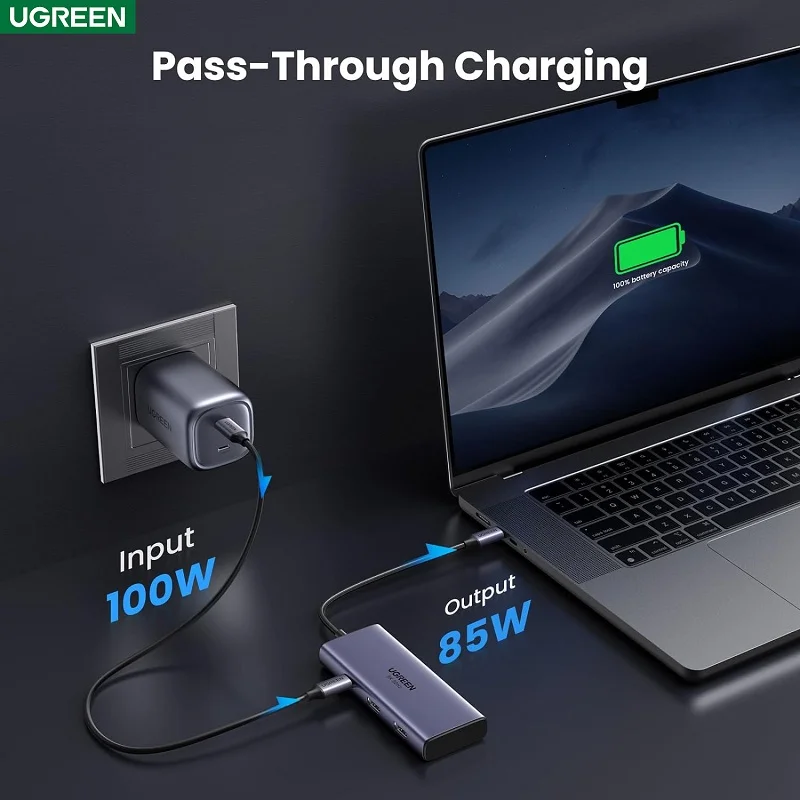 Hub Type C ra 2 cổng HDMI Ugreen 15852 2*USB-A 3.0+USB-C 3.0+2*HDMI+PD port Converter 2*HDMI with PD