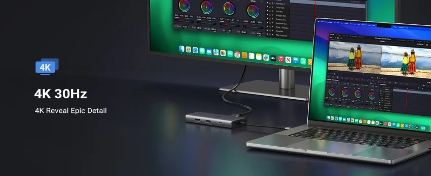 Hub type C Ugreen 15531 HDMI 4K@30Hz USB 3.2 cổng type C, cổng PD, SD/TF
