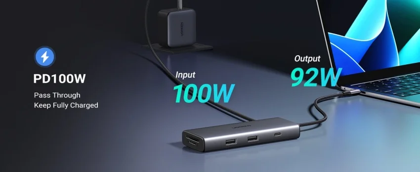 Hub type C Ugreen 15531 HDMI 4K@30Hz USB 3.2 cổng type C, cổng PD, SD/TF