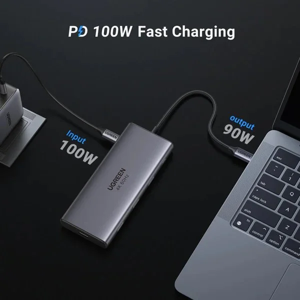 Hub Type C Ugreen 15532 2*USB A3.0 + 1USBA+ 1USB- C+HDMI+RJ45 Gigabit+SD/TF+PD