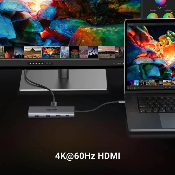 Hub Type C Ugreen 15532 2*USB A3.0 + 1USBA+ 1USB- C+HDMI+RJ45 Gigabit+SD/TF+PD