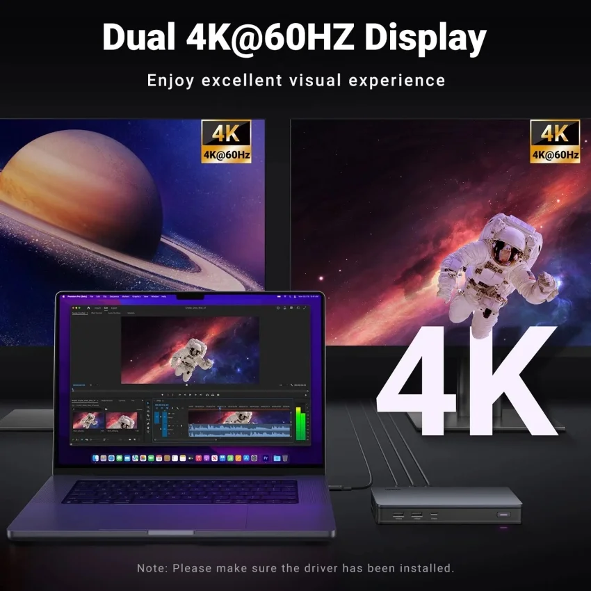 Hub USB-C Đa Năng UGREEN 90912 Hỗ Trợ 4K@60Hz và USB 3.1 2xUSB-A 3.2, USB-C 3.2, 2xHDMI, 2xDP, RJ45 Gigabit,PD