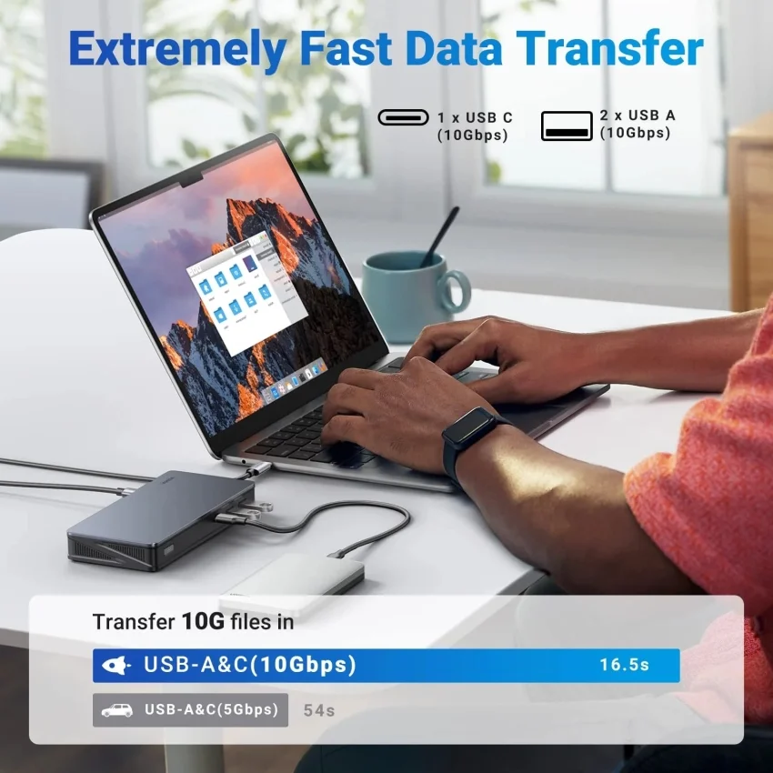 Hub USB-C Đa Năng UGREEN 90912 Hỗ Trợ 4K@60Hz và USB 3.1 2xUSB-A 3.2, USB-C 3.2, 2xHDMI, 2xDP, RJ45 Gigabit,PD — ảnh 3