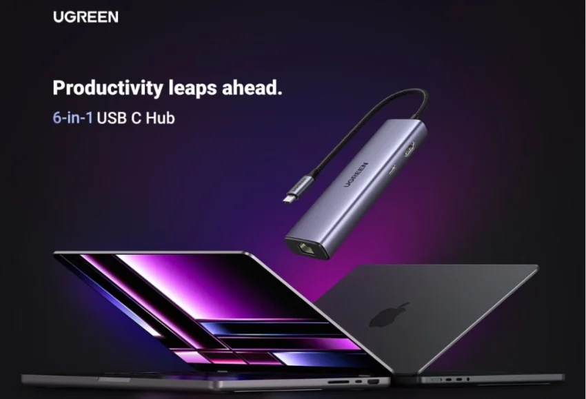 Hub USB-C ra HDM 4K@30Hz , PD 100W Ugreen 15598 USB A+HDMI+RJ45+PD Converter 4K@30Hz with PD — ảnh 7