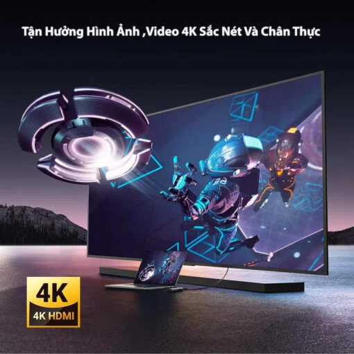 Hub USB-C ra HDM 4K@30Hz , PD 100W Ugreen 15598 USB A+HDMI+RJ45+PD Converter 4K@30Hz with PD