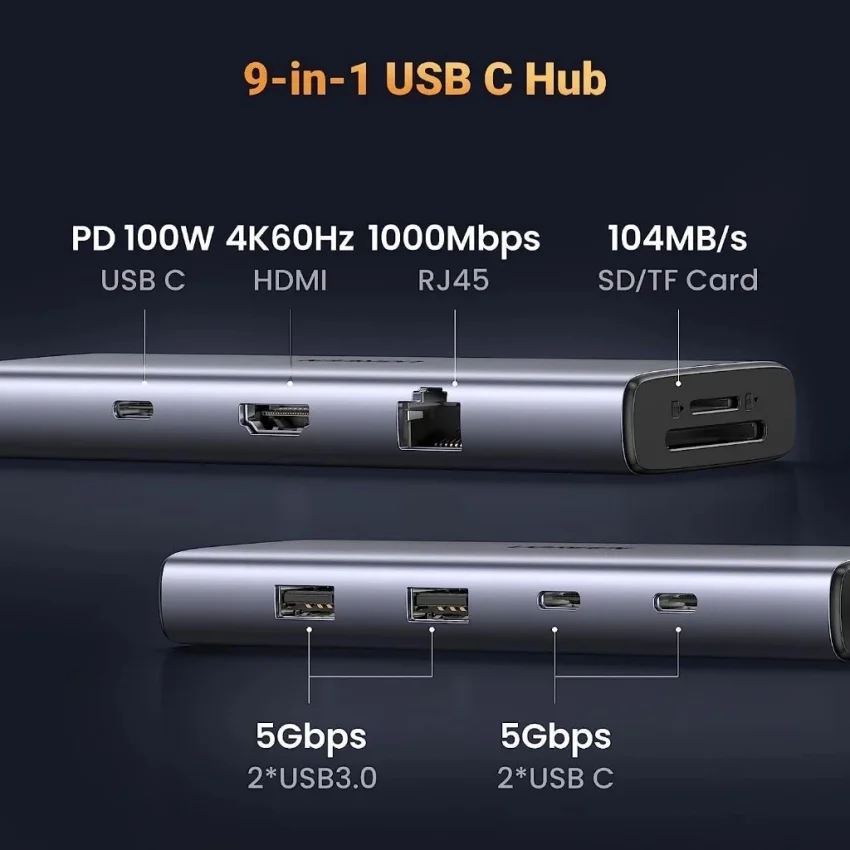 Hub USB Type-C sang HDMI 4K@60Hz Ugreen 15375 Lan 1Gbps, Type-C, USB 3.0, SD/TF Sạc PD 100W — ảnh 5