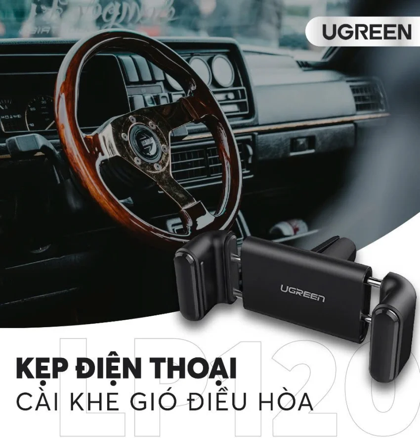 Kẹp điện thoại cài khe gió điều hòa cao cấp UGREEN LP120 10422 Xám — ảnh 3