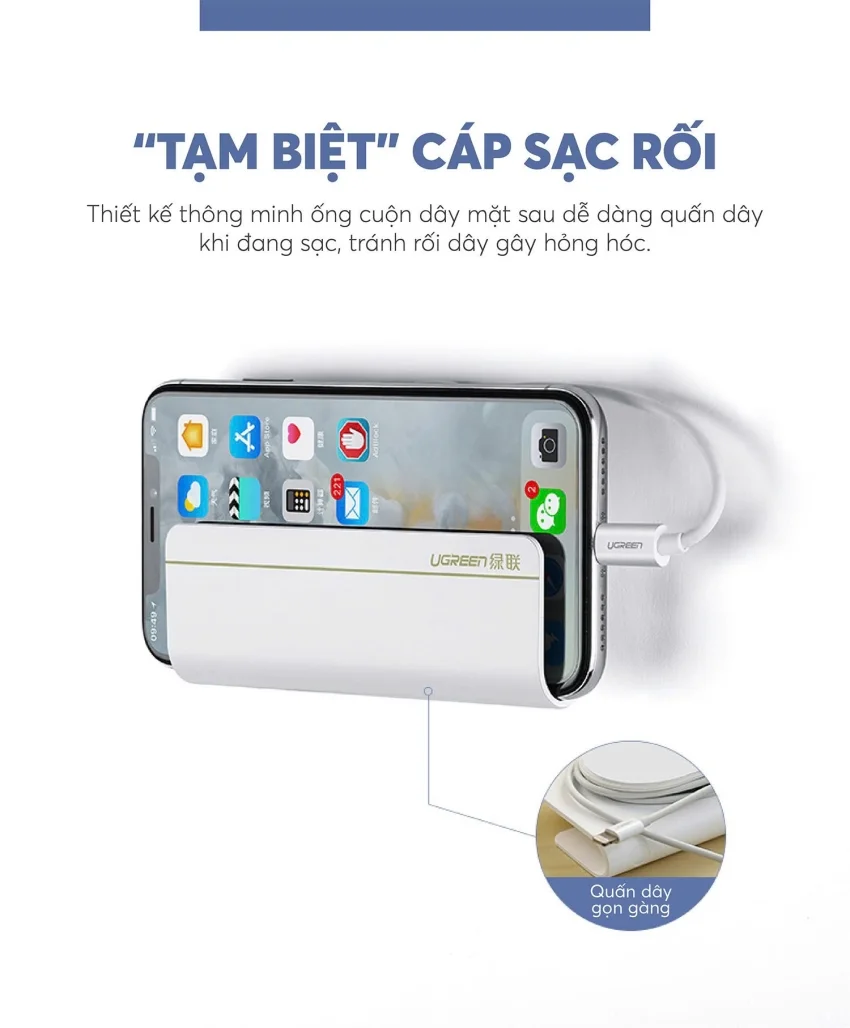 Khay đựng điện thoại treo tường không cần khoan UGREEN LP108 30394 rộng 12cm nhựa ABS