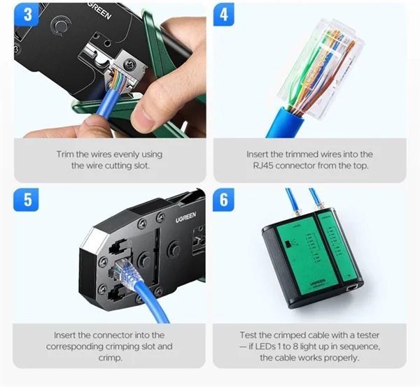 Kìm bấm dây mạng chuẩn RJ45/RJ11 màu xanh đen, bằng thép Ugreen 35971 — ảnh 3