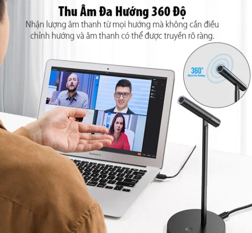 Micro thu âm thanh có cắm máy tính để bàn, màu đen Ugreen (10934)