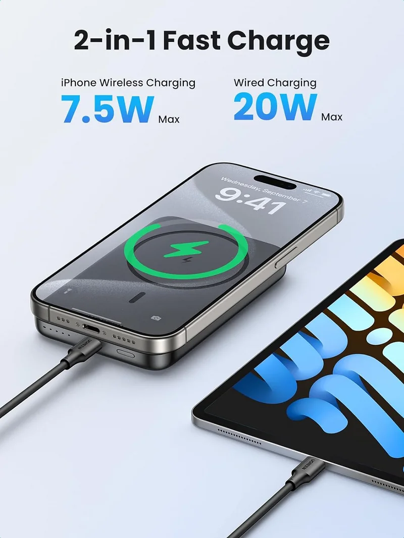 Pin sạc dự phòng dùng cho điện thoại, 10000mAh Li-ion, màu xám 1 cổng đầu ra Ugreen 25919