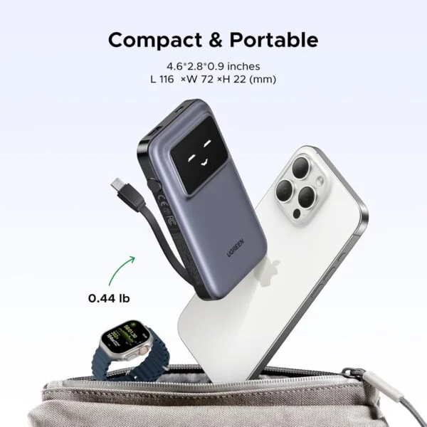 Pin sạc dự phòng dùng cho điện thoại, 10000mAh Li-ion, màu xám đậm 3 cổng đầu ra Ugreen 35603B — ảnh 4