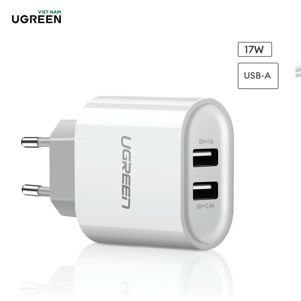 Sạc 2 cổng USB-A UGREEN CD104 20384 – Dòng sạc tối đa 3.4A