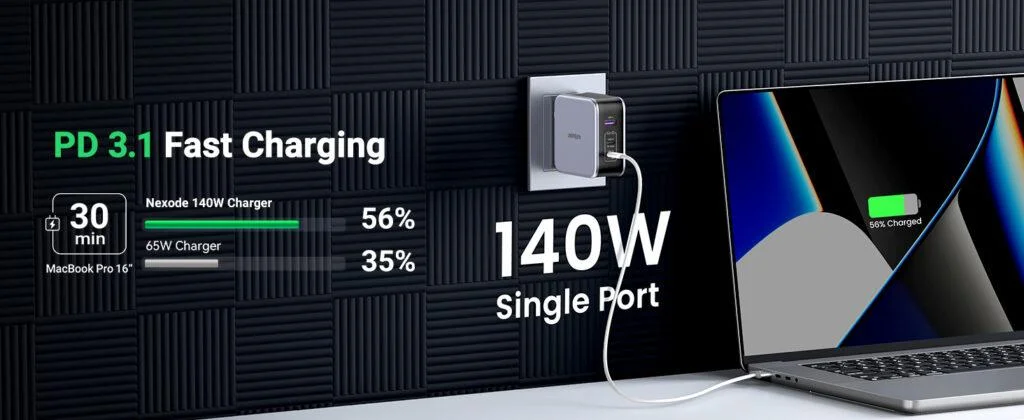 Sạc nhanh 140W chân dẹt Ugreen CD289 công nghệ GaN sạc nhanh 140W 2xUSB-C, 1xUSB-A sa màu xám (90548)