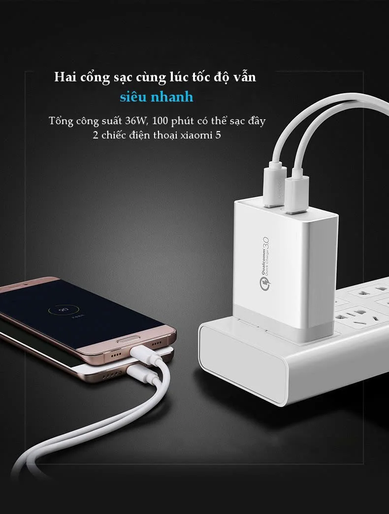 Sạc nhanh 2 cổng UGREEN CD161 – Sạc nhanh Quick Charge 3.0, tối đa 18W mỗi cổng Đen chân dẹt — ảnh 16