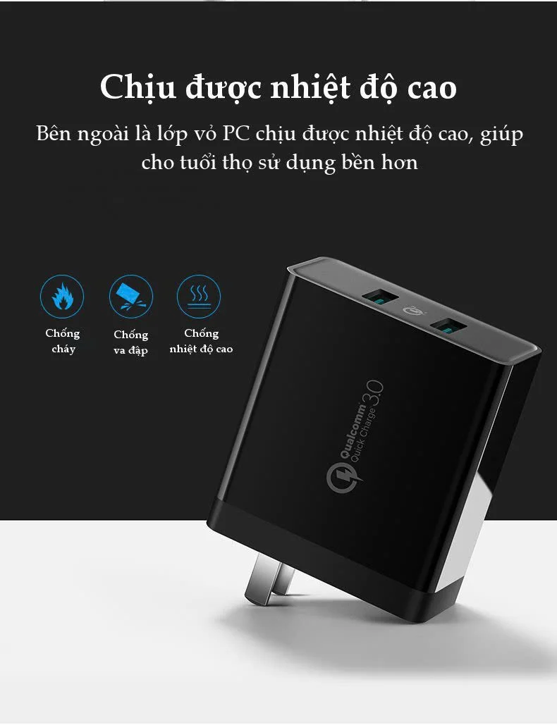 Sạc nhanh 2 cổng UGREEN CD161 – Sạc nhanh Quick Charge 3.0, tối đa 18W mỗi cổng Đen chân tròn — ảnh 10