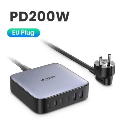Sạc nhanh GaN 200W Ugreen CD271 4 cổng USB-C, 2 cổng USB-A Chân EU Ugreen 40914