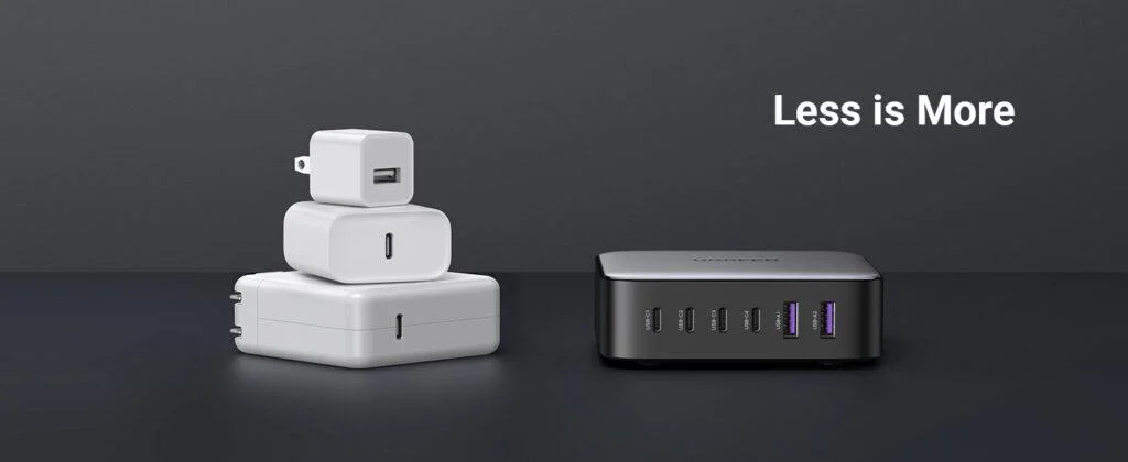 Sạc nhanh GaN 200W Ugreen CD271 4 cổng USB-C, 2 cổng USB-A chân US (40913)