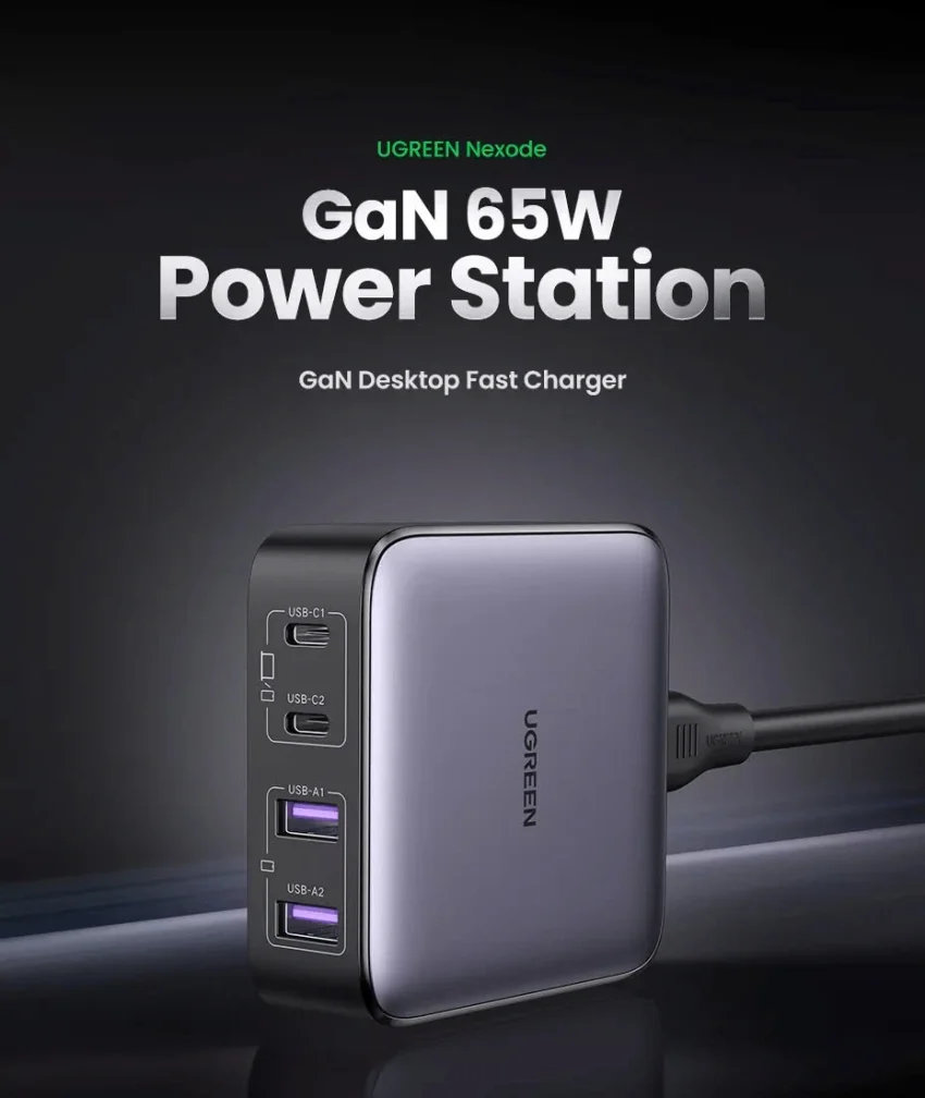 Sạc nhanh GaN 65W Ugreen CD327 2C2A chân dẹt — ảnh 5
