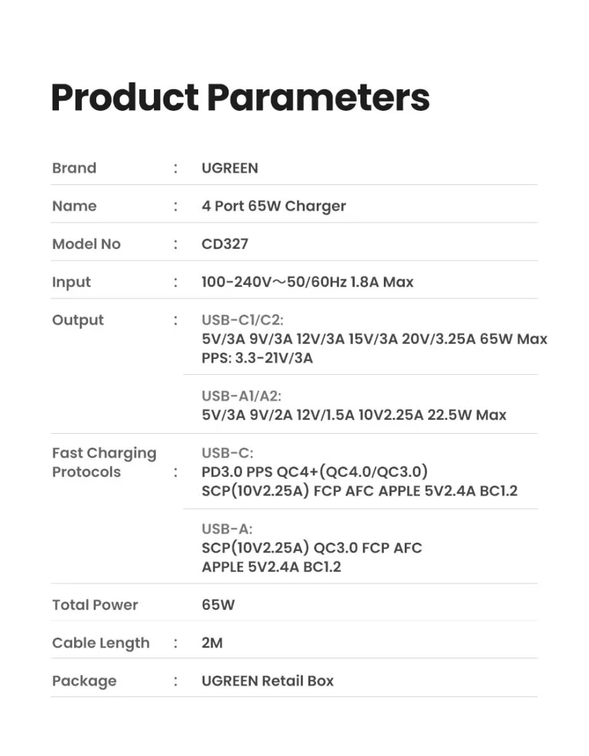 Sạc nhanh GaN 65W Ugreen CD327 2C2A chân tròn — ảnh 11