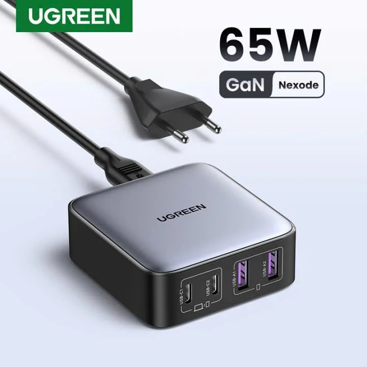 Sạc nhanh GaN 65W Ugreen CD327 2C2A chân tròn