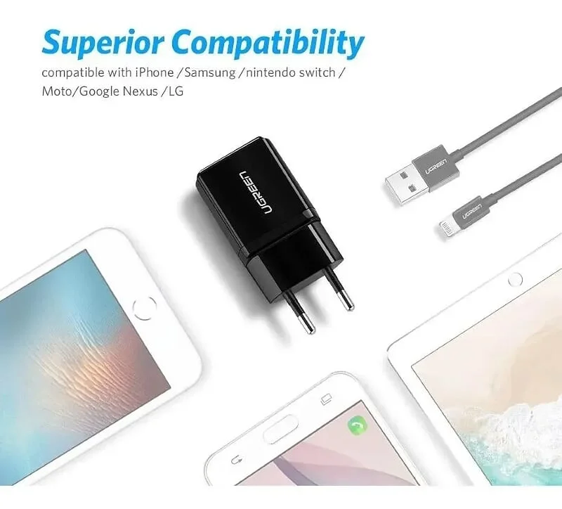 Sạc USB 1 cổng 2.1A màu đen Ugreen (50459) — ảnh 3