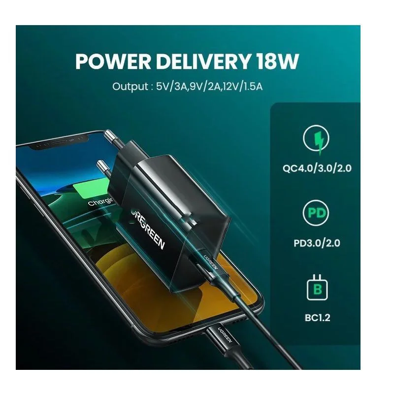 Sạc USB 18W màu đen Ugreen (10191) — ảnh 3