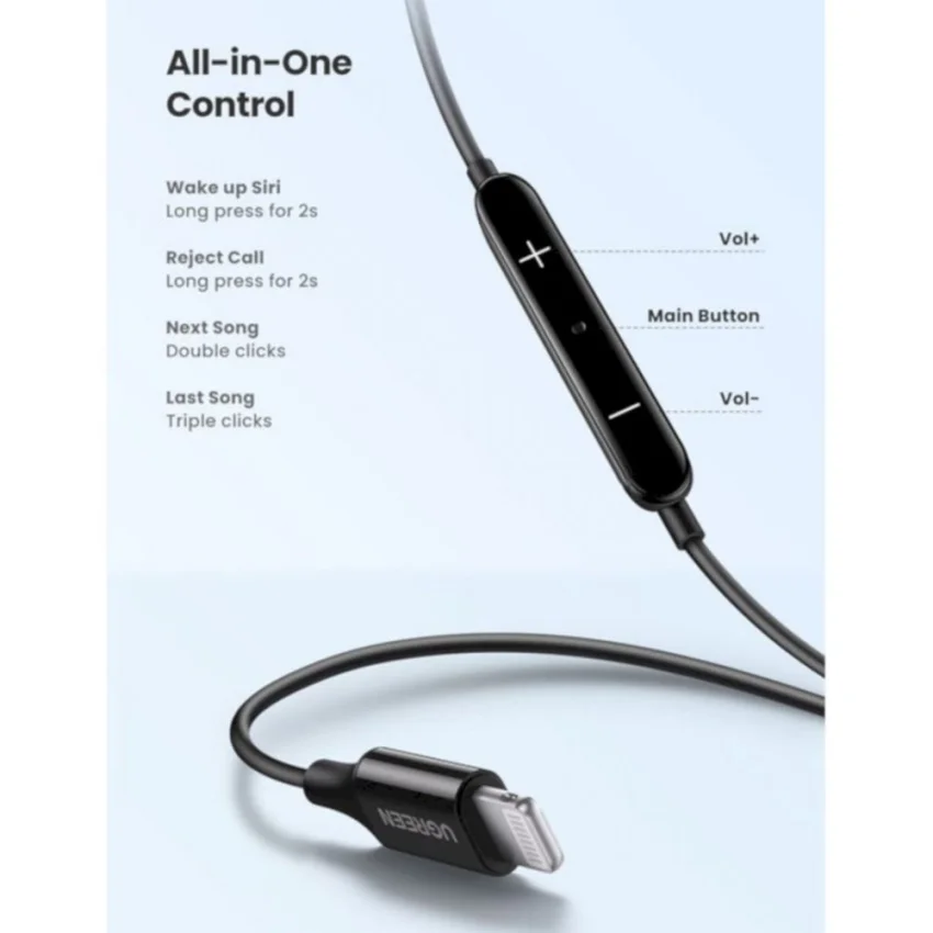 Tai nghe nhét tai có dây chân cắm lightning Ugreen 30631 EP103 — ảnh 4