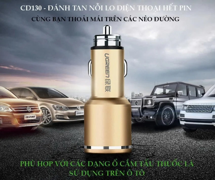 Tẩu sạc điện thoại/máy tính bảng (1 cổng QC3.0) danh riêng trên ô tô UGREEN CD130 30514