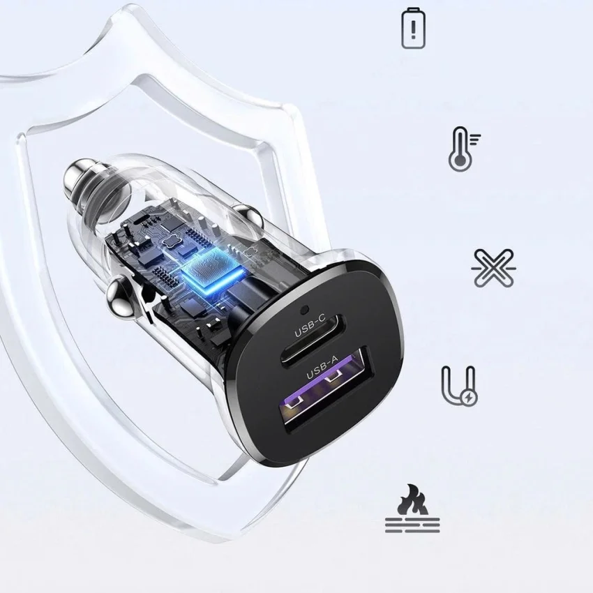 Tẩu sạc nhanh ô-tô 2 cổng 1C1A 30W Ugreen 25845