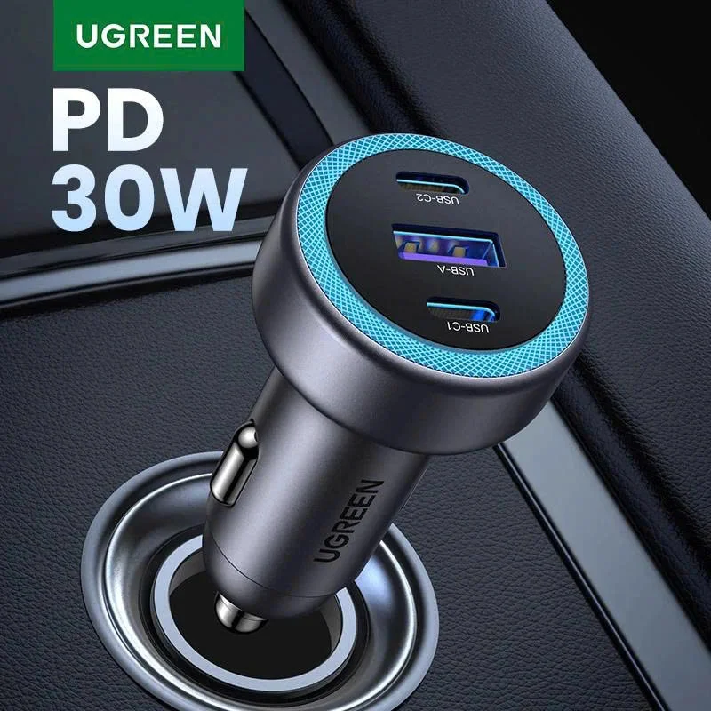 Tẩu sạc nhanh ô-tô 3 cổng 2C1A 30W Ugreen 45843