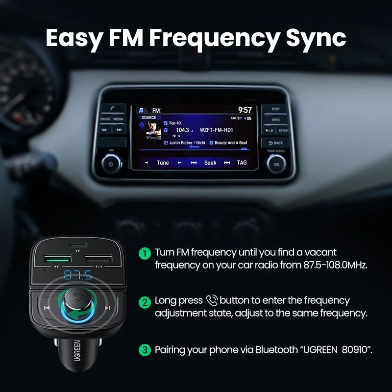 Tẩu sạc nhanh ô tô Bluetooth UGREEN 80910 — ảnh 8