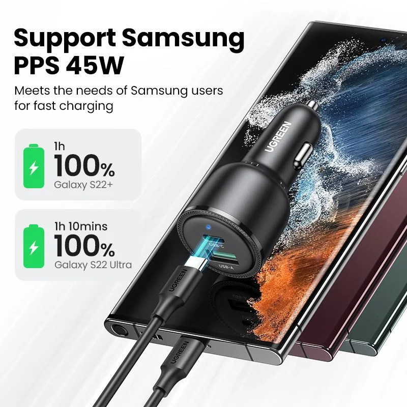 Tẩu Sạc ô tô 2 cổng USB-C và USB-A Ugreen 90645 — ảnh 2
