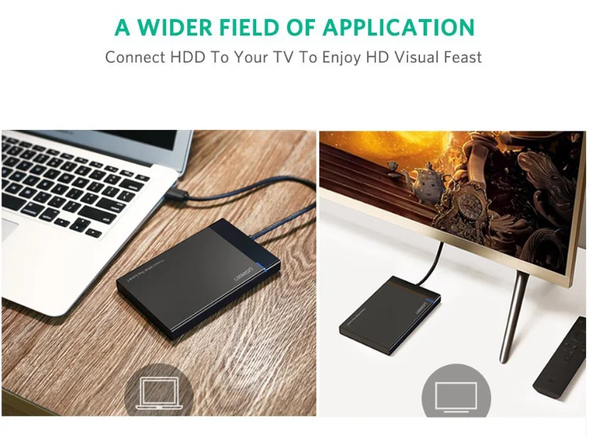 Thiết bị đựng ổ cứng 2.5 inch, dùng để kết nối ổ cứng sata với máy tính qua cổng usb, kèm dây cáp Ugreen (30847)