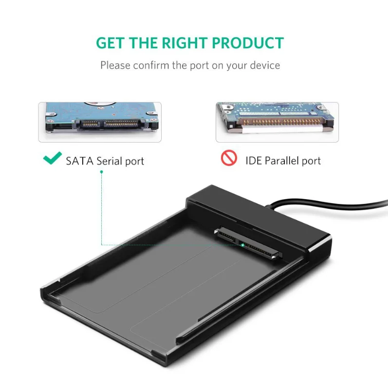 Thiết bị đựng ổ cứng 2.5 inch, dùng để kết nối ổ cứng sata với máy tính qua cổng usb, kèm dây cáp Ugreen (30847) — ảnh 3