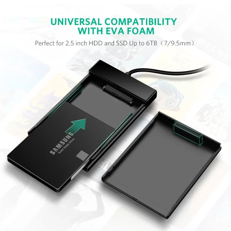 Thiết bị đựng ổ cứng 2.5 inch, dùng để kết nối ổ cứng sata với máy tính qua cổng usb, kèm dây cáp Ugreen (30847) — ảnh 4