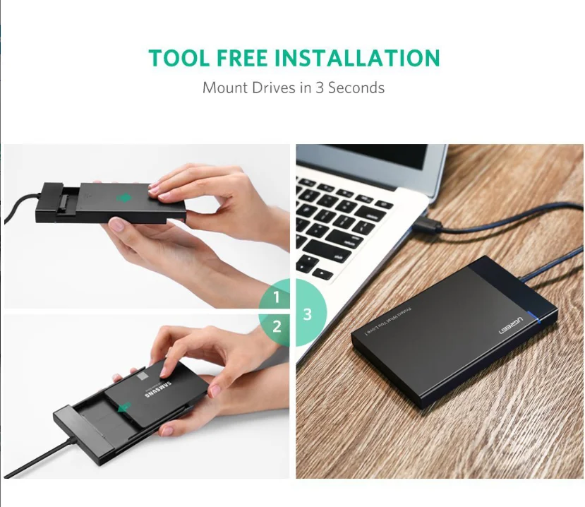 Thiết bị đựng ổ cứng 2.5 inch, dùng để kết nối ổ cứng sata với máy tính qua cổng usb, kèm dây cáp Ugreen (30847) — ảnh 8