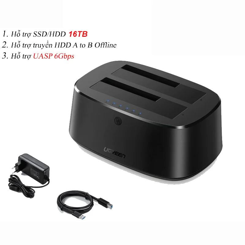 Thiết bị đựng ổ cứng 3.5 inch, dùng để kết nối ổ cứng sata với máy tính qua cổng usb, kèm dây cáp Ugreen (50857) — ảnh 9