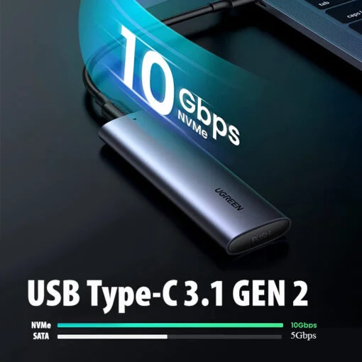 Thiết bị đựng ổ cứng cỡ M.2, dùng để kết nối ổ cứng Sata M-KEY với máy tính qua cổng usb-C Ugreen (10902) — ảnh 3